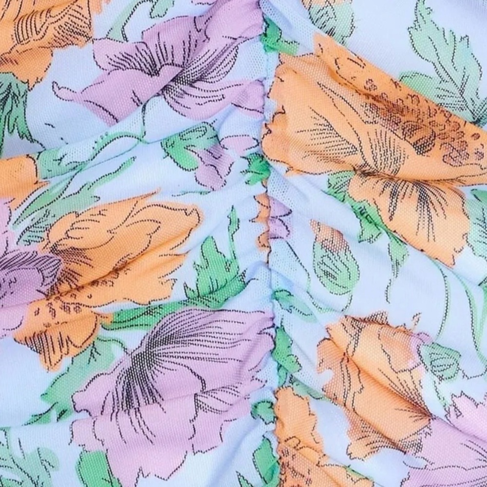 NWOT Veronica Beard Myrna Ruched Floral-Print Tulle Top Size 10 - Picture 2 of 14
